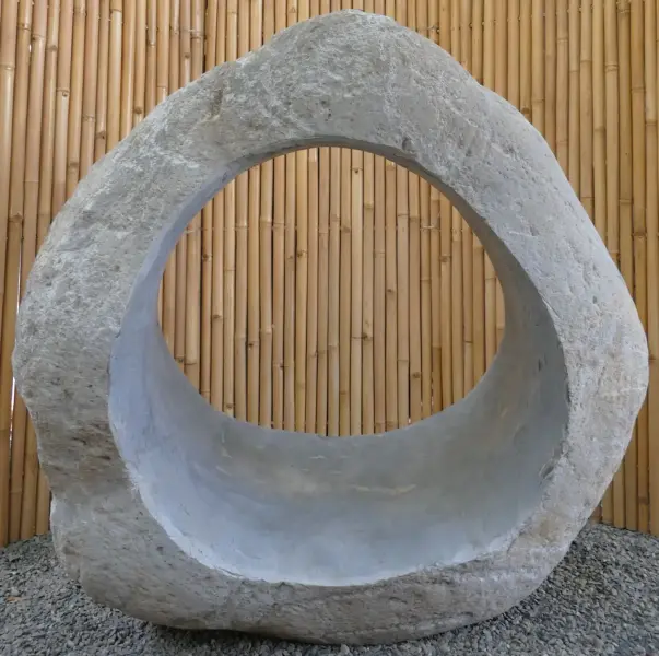 Product image 1 of the product “Garden Object, Unique Riverstone standing cut out big hole,  Height about 140cm. ”
